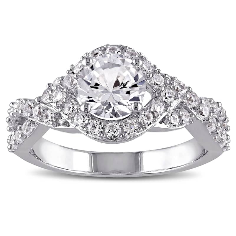 Miadora Sterling Silver Created White Sapphire Ring
