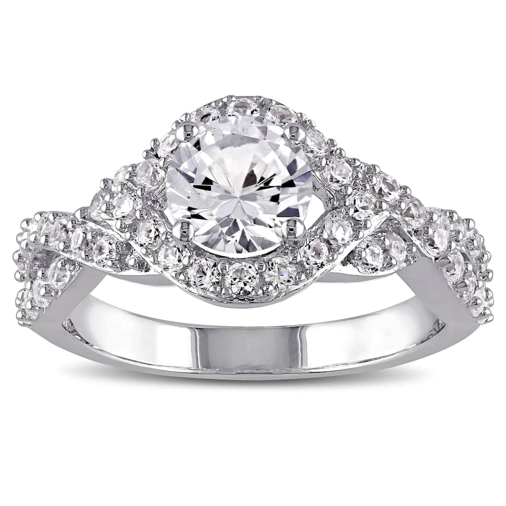 Miadora Sterling Silver Created White Sapphire Ring