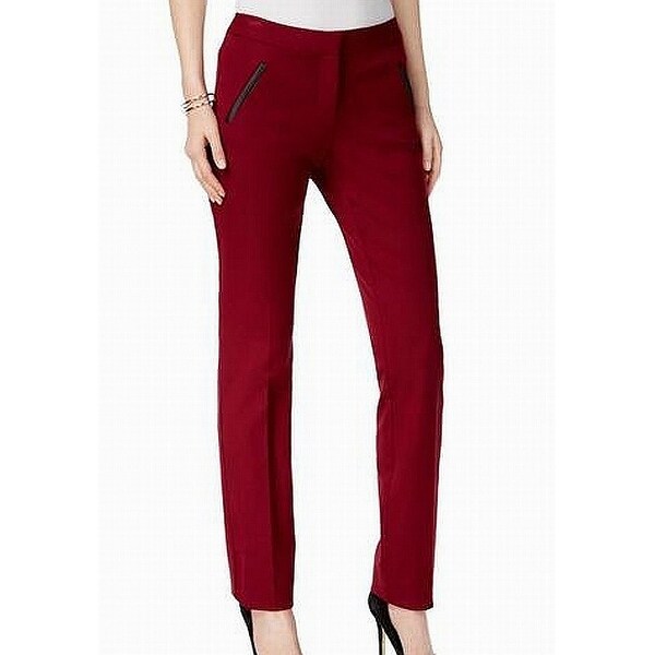 faux leather trim pants
