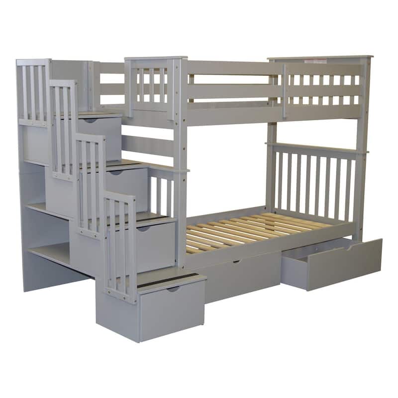 Taylor & Olive Trillium Tall Twin over Twin Stairway Bunk Bed, Drawers