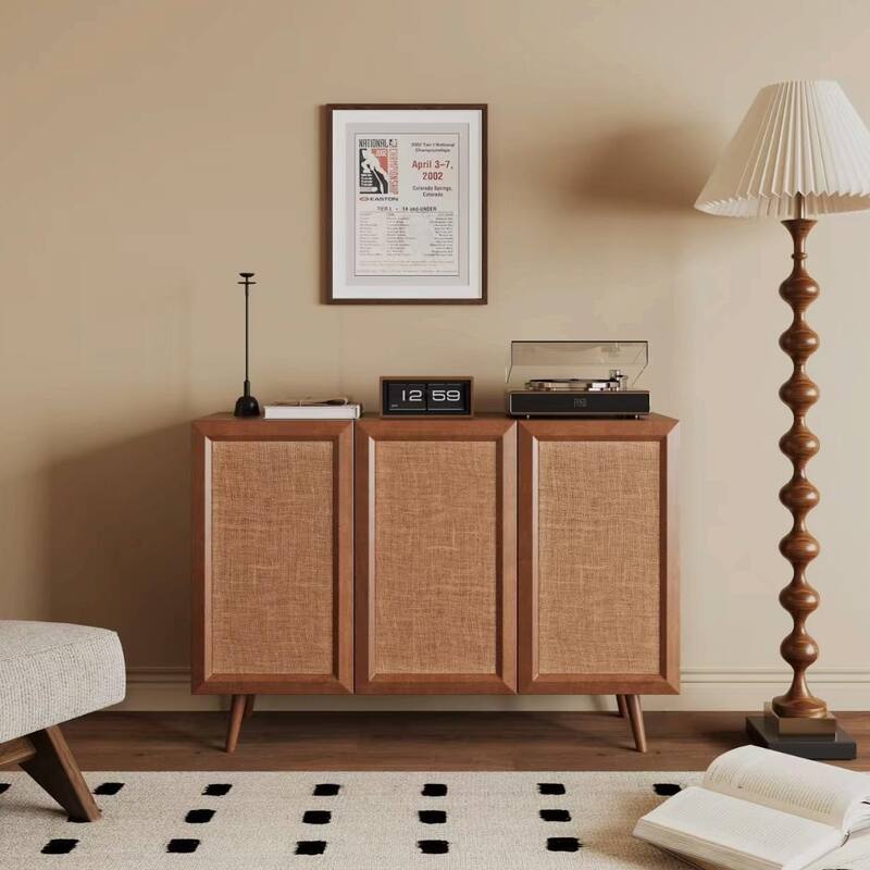 Farmhouse TV Stand with Storage - Entryway Console Cabinet, White