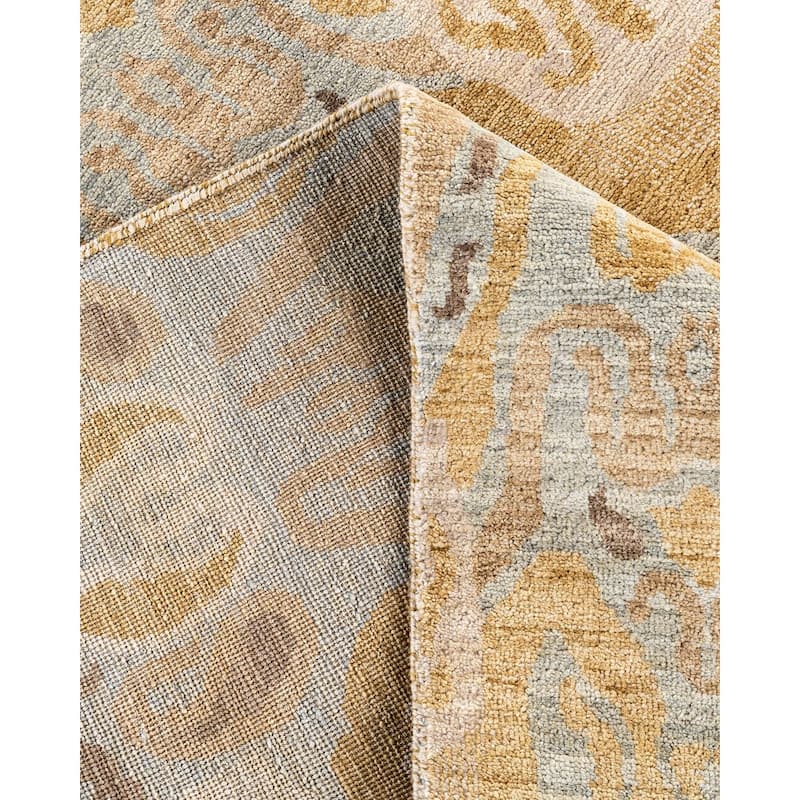 Ikat One-of-a-Kind Hand-Knotted Area Rug, Yellow - 8' 0" x 10' 1"