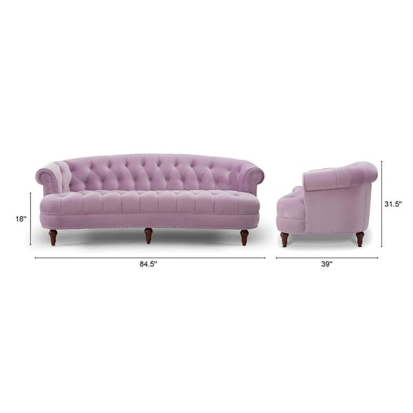 dimension image slide 6 of 9, Jennifer Taylor Home La Rosa 84" Velvet Tufted Chesterfield Sofa