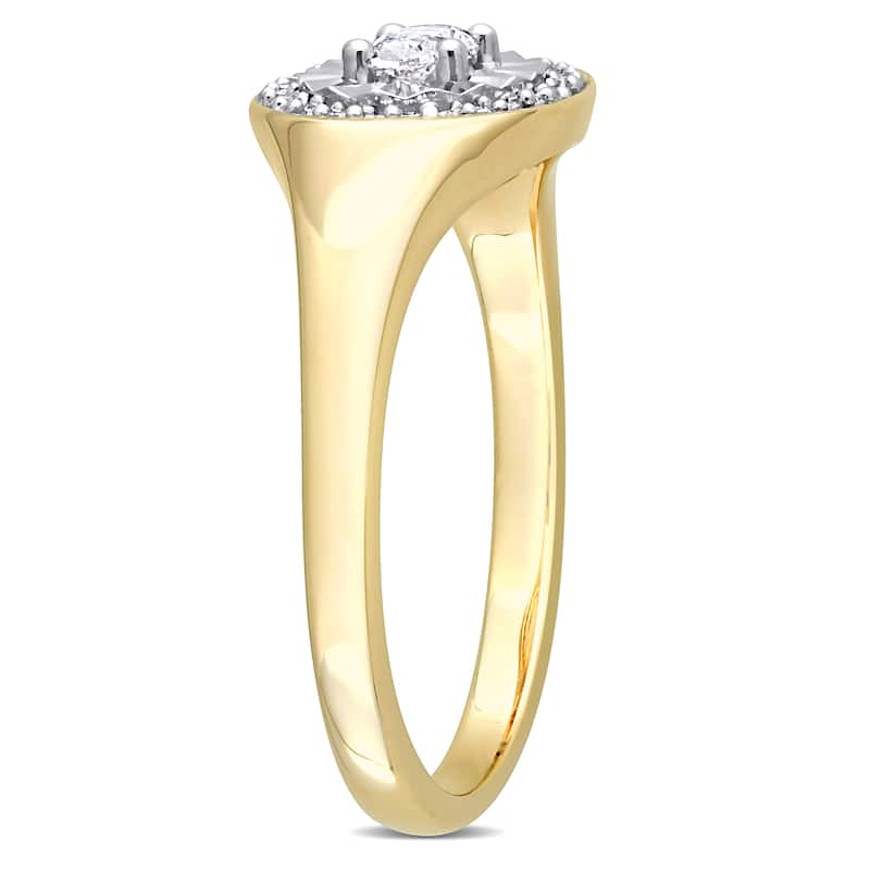 Miadora 1/4ct Oval and Round-Cut Diamond Ring in 14k Yellow Gold