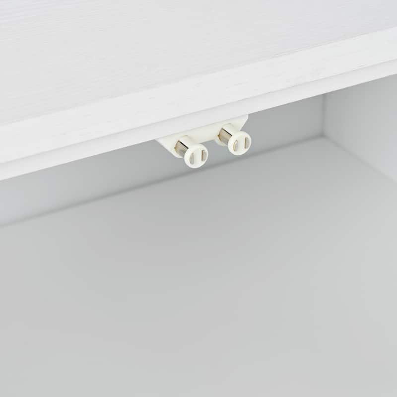 Modern Carved Sideboard Buffet Cabinet with Handleless Push-Open Design, for Living Room, Bedroom and Dining Room, White