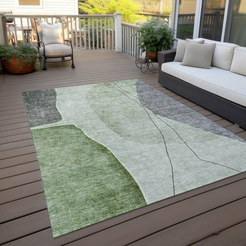 Machine Washable Indoor/ Outdoor Chantille Modern Abstract Rug