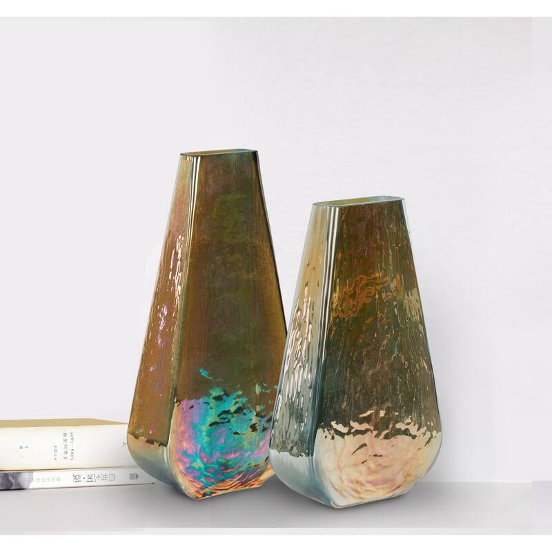 Allan Andrews Handmade Contemporary Burnished Iridescent Decorative Glass Vase