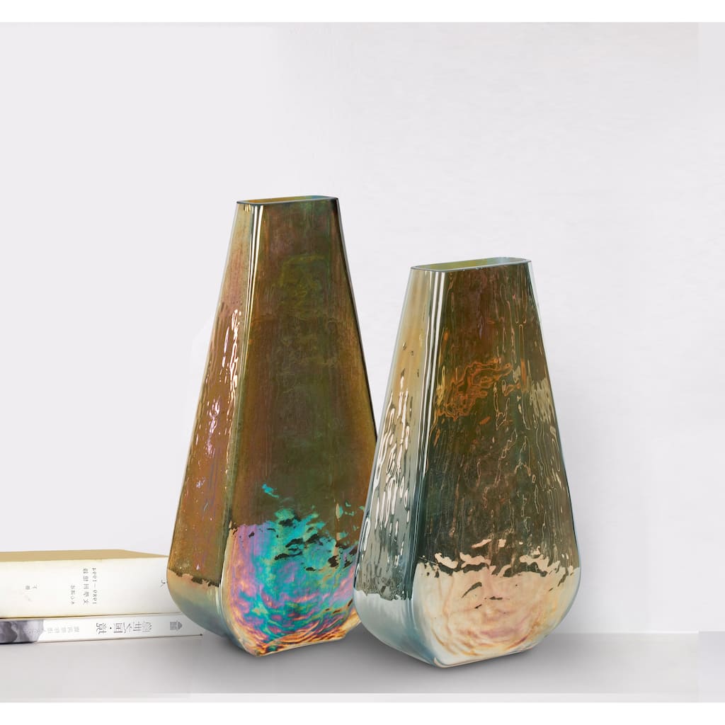 Allan Andrews Handmade Contemporary Burnished Iridescent Decorative Glass Vase