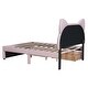 preview thumbnail 32 of 30, Full Size Upholstered Platform Bed with Cartoon Ears Shaped Headboard and 2 Drawers