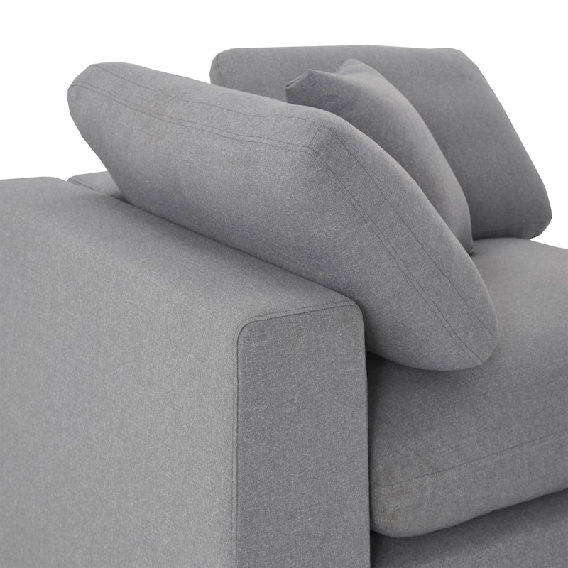 Anka Grey Linen Down Filled Cushioned 7-Seat Sectional Sofa by iNSPIRE Q Modern