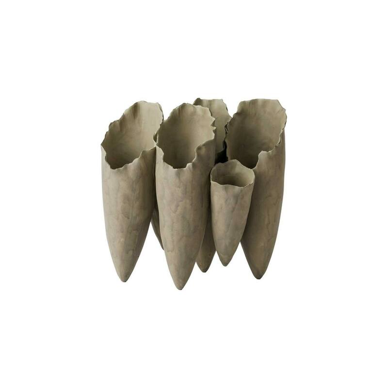 Clustered Conical Shaped Ceramic Vase - 10" - Gray