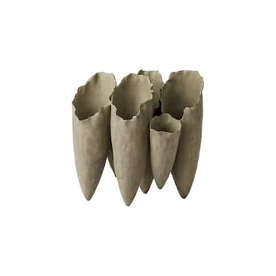 Clustered Conical Shaped Ceramic Vase - 10" - Gray