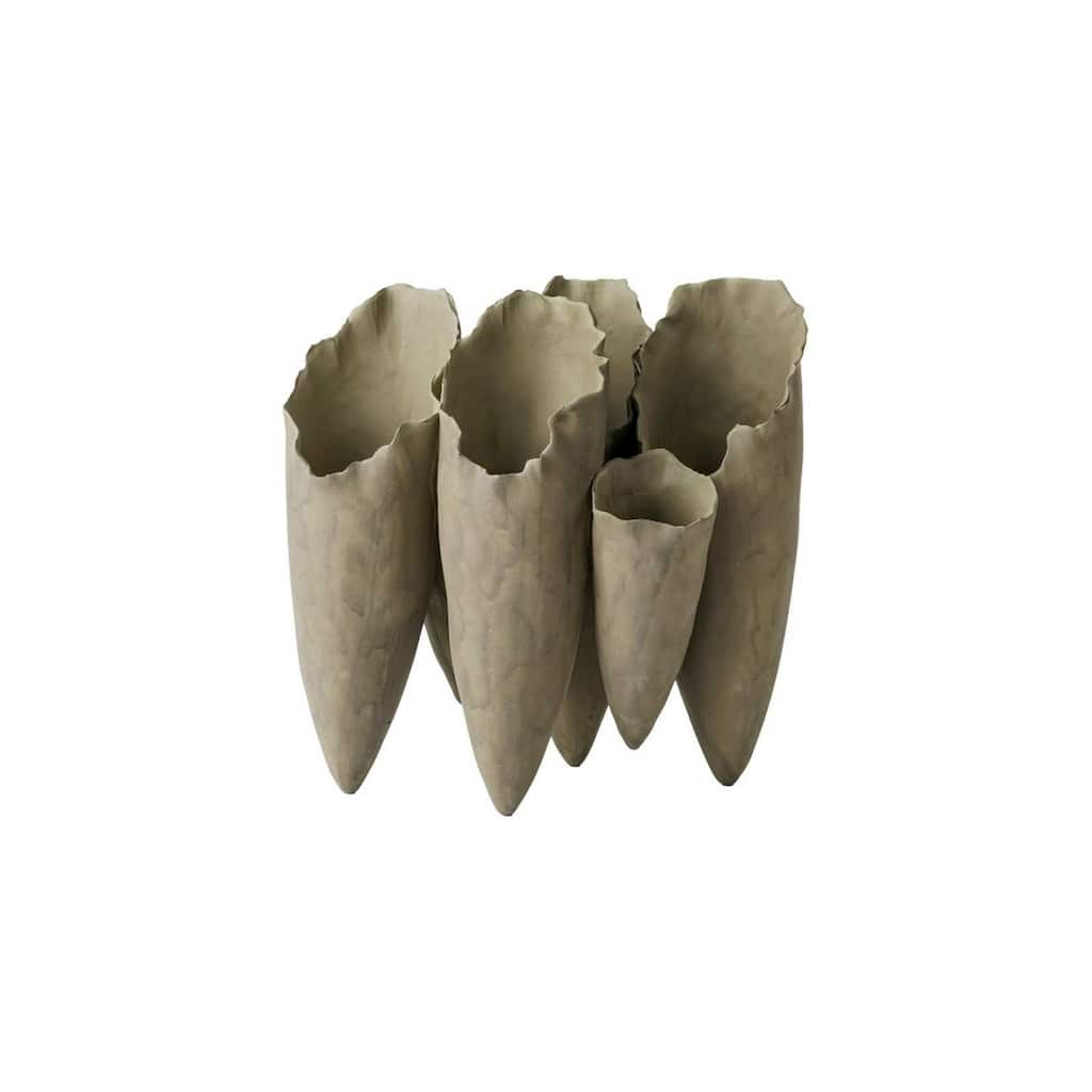 Clustered Conical Shaped Ceramic Vase - 10" - Gray