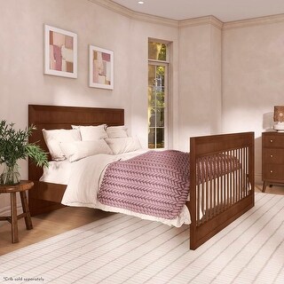 Evolur Convertible Crib Wooden Full Size Bed Rail in Walnut
