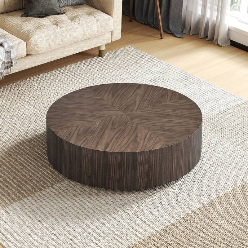 35.43" MDF Round Pedestal Coffee Table - No Assembly