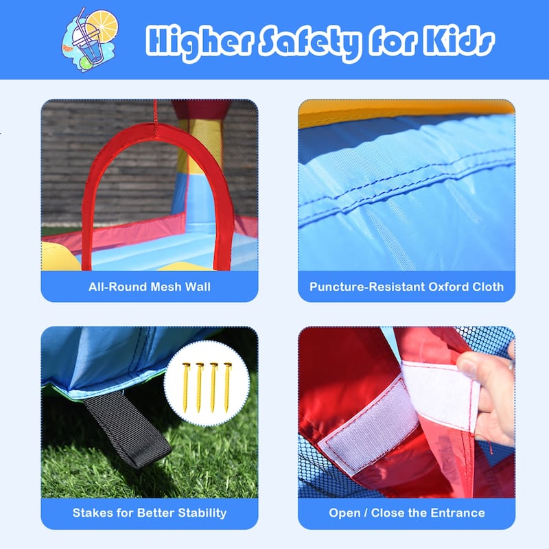 Costway 3-in-1 Kids Bouncer with Slide Large Jumping Area & Basketball