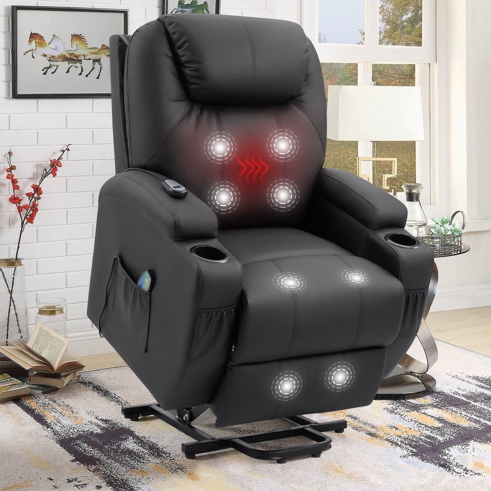 uhomepro Large Electric Massage Recliner with Heat, Velvet Lift Recliner  Chair for Elderly Oversize, Living Room Chaise Lounge W/ 5 Vibration Modes