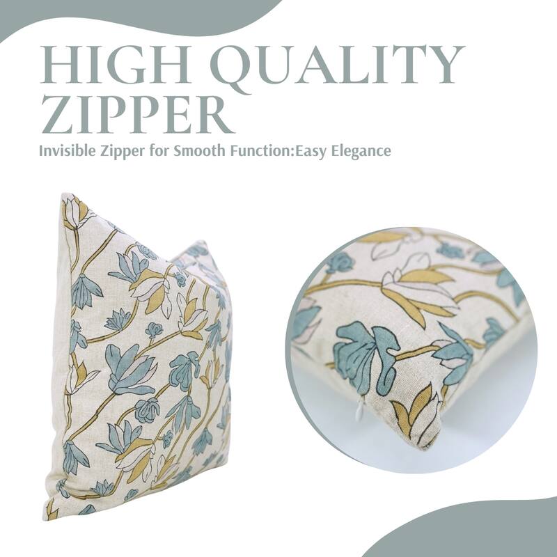 Fabdivine Handmade Boho Pure Linen Block Print Throw Home Décor Pillow Cover