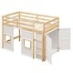 preview thumbnail 23 of 34, Twin Size Loft Bed with Built-in Storage Wardrobe & 2 Windows, Wooden Bed Frame w/Ladder & Safety Guardrail for Boys & Girls
