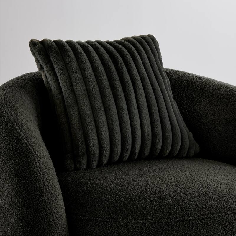Willits Boucle Accent Chair with Cloud-Like Curved Design and Furry Channel Pillow by iNSPIRE Q Modern
