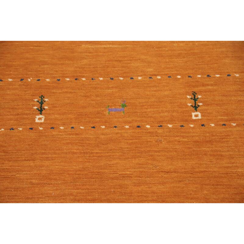 Hand Knotted Oriental 100% Wool Carpet Tribal Animal Pictorial Oranges & Rust Gabbeh Area Rug - 5' 4'' X 3' 1''