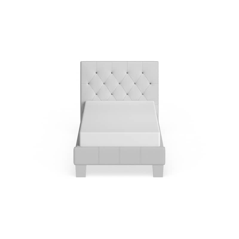 Heston Glam Twin Faux Leather Upholstered Tufted Platform Kid Bed by Silver Orchid