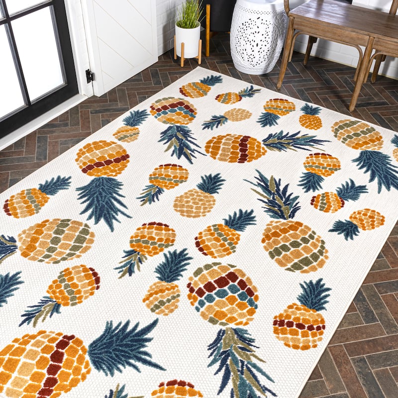 JONATHAN Y Limone Bold Pineapple High-Low Indoor/Outdoor Area Rug