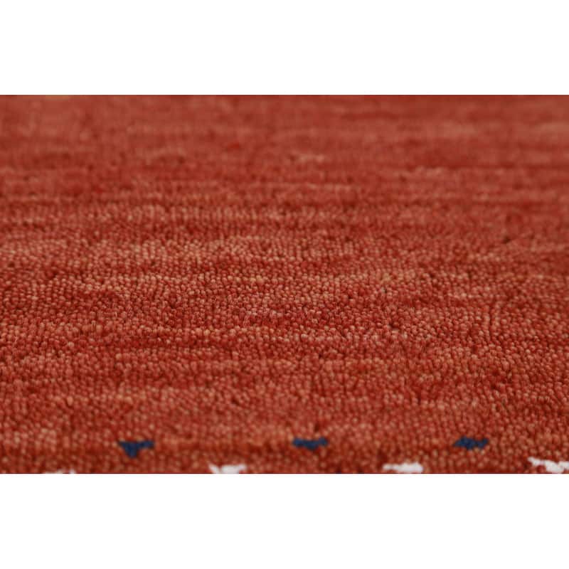 Orange Tribal Gabbeh Oriental Rug Handmade Wool Carpet - 2'11" x 4'11"