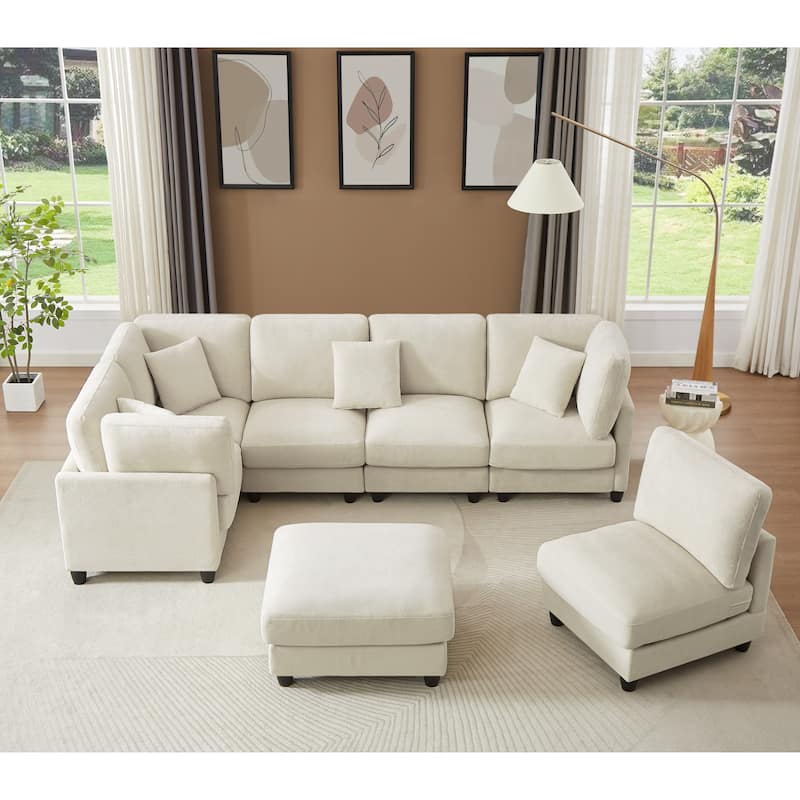 Warenne 7-Piece combination sofa chair, L-Shaped with Cushions
