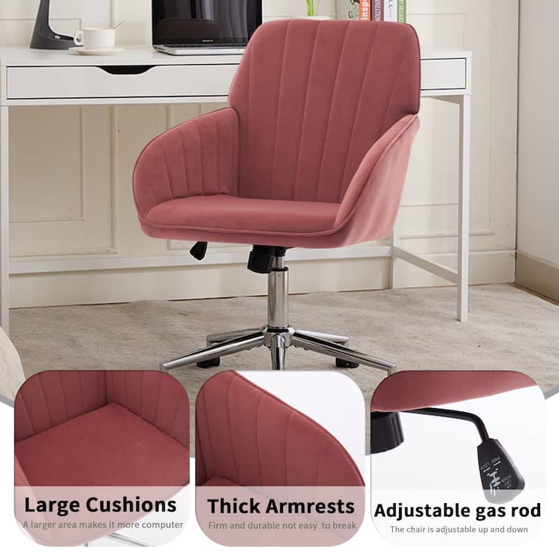 Adjustable Velvet Office Chair Ergonomic Swivel Chair with Backrest