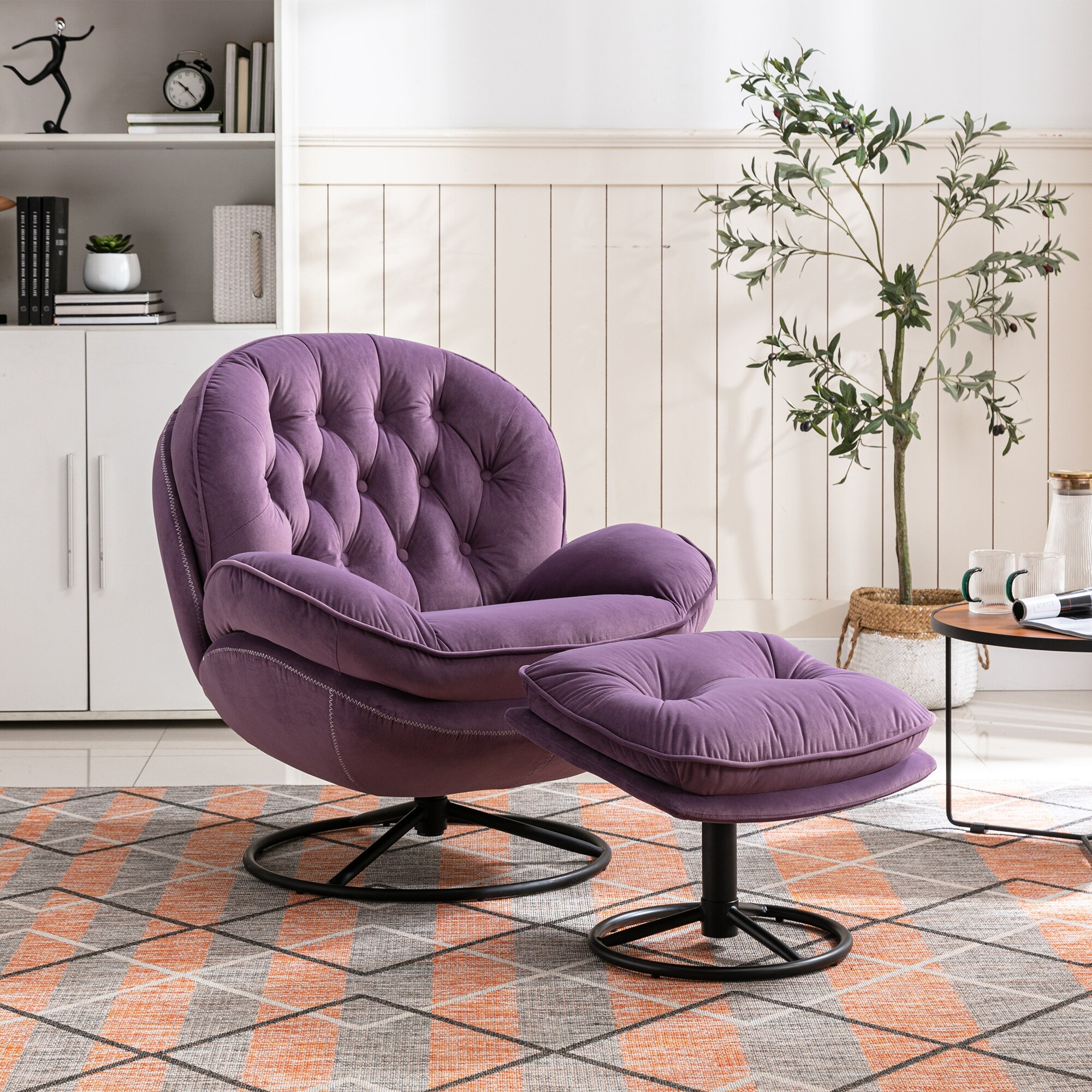 Comfortable living room chairs with ottoman discount