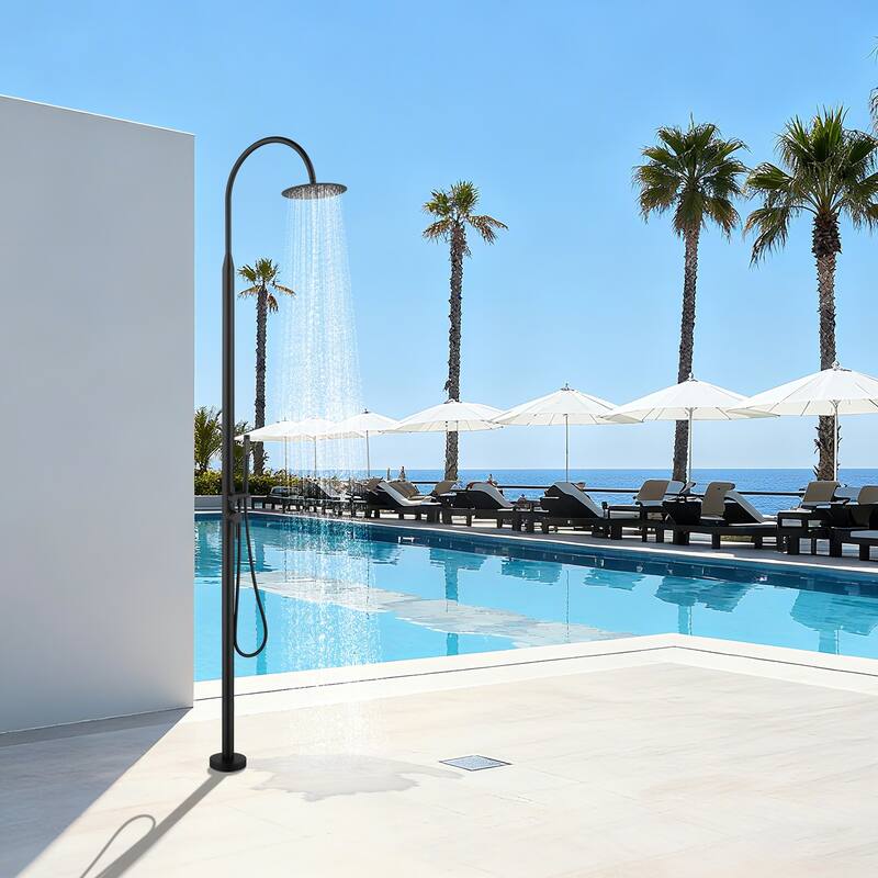 81"H Stainless Steel Freestanding Outdoor Shower with Handheld Shower