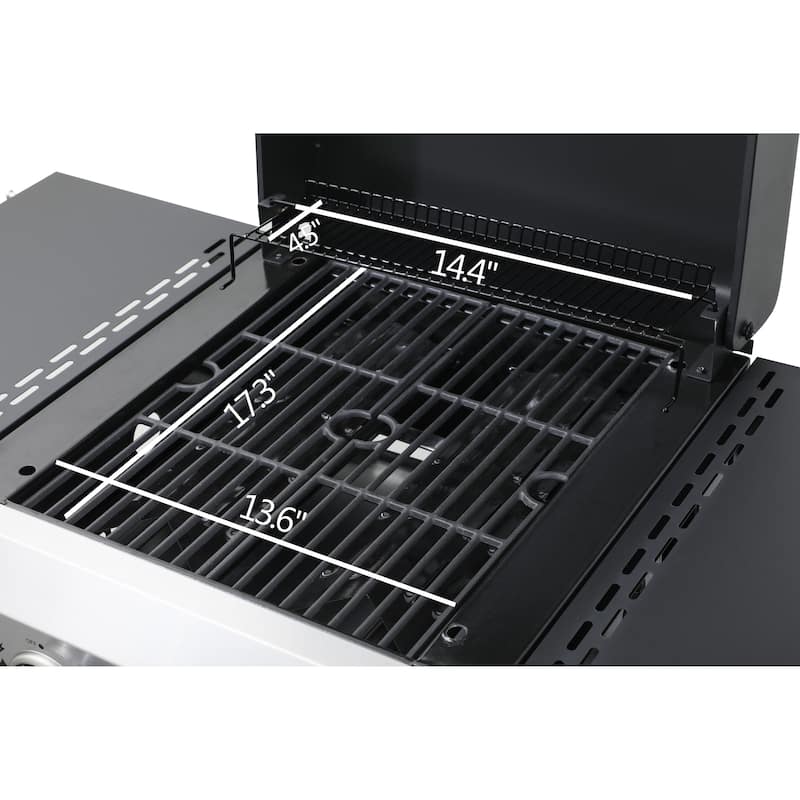 2-Burner Propane Gas BBQ Grill, SS Plancha, 24600BTU Output With Wire Enamel Cooking Grids For Outdoor Barbecue