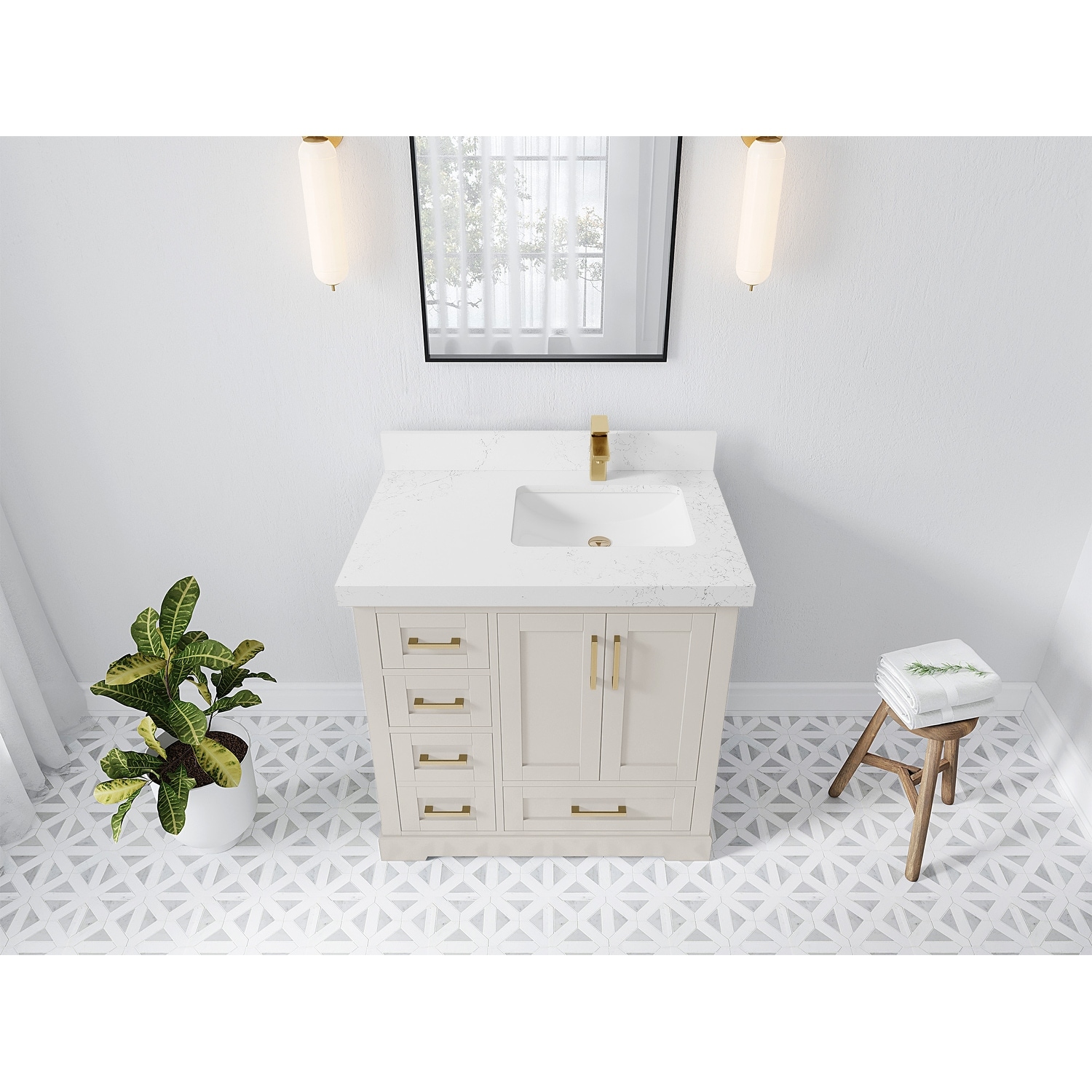 Willow Collections 36 in. W x 22 in. D boston Right Offset Sink Bathroom Vanity With Counter top