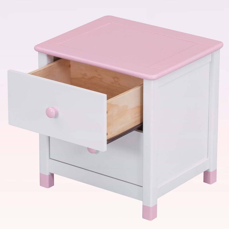 Cute and Sturdy Wooden Nightstand with Two Drawers