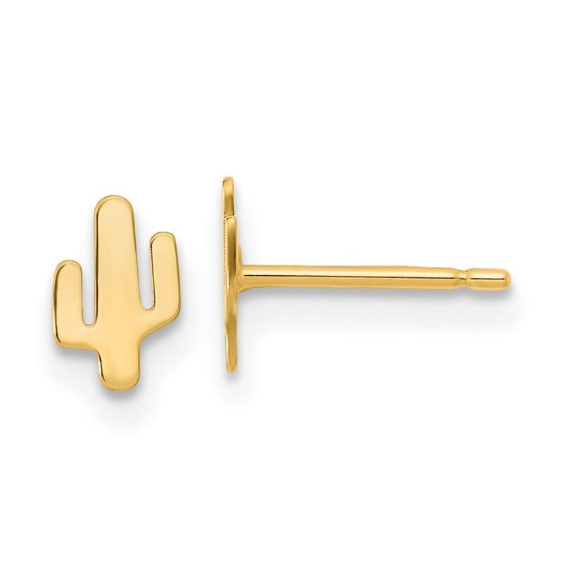 Curata 14k Yellow Gold Polished Cactus Post Earrings - 6.4x4.25mm