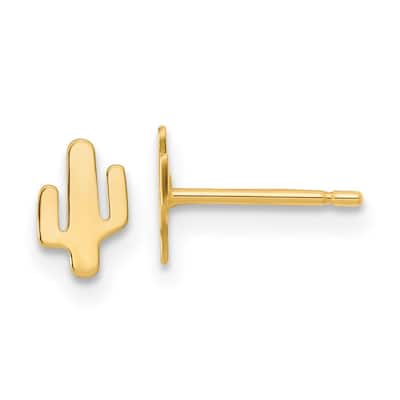 Curata 14k Yellow Gold Polished Cactus Post Earrings - 6.4x4.25mm