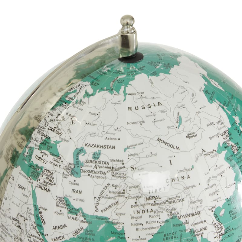 Aluminum Metal Globe - Teal - Roche River Decor - 12"W x 12"L x 18"H