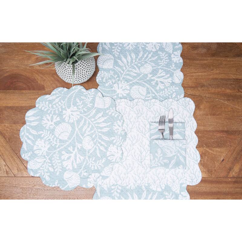 20" Shoreline Waters Cotton Napkins Set of 6 - Nautical Seahorse & Coral