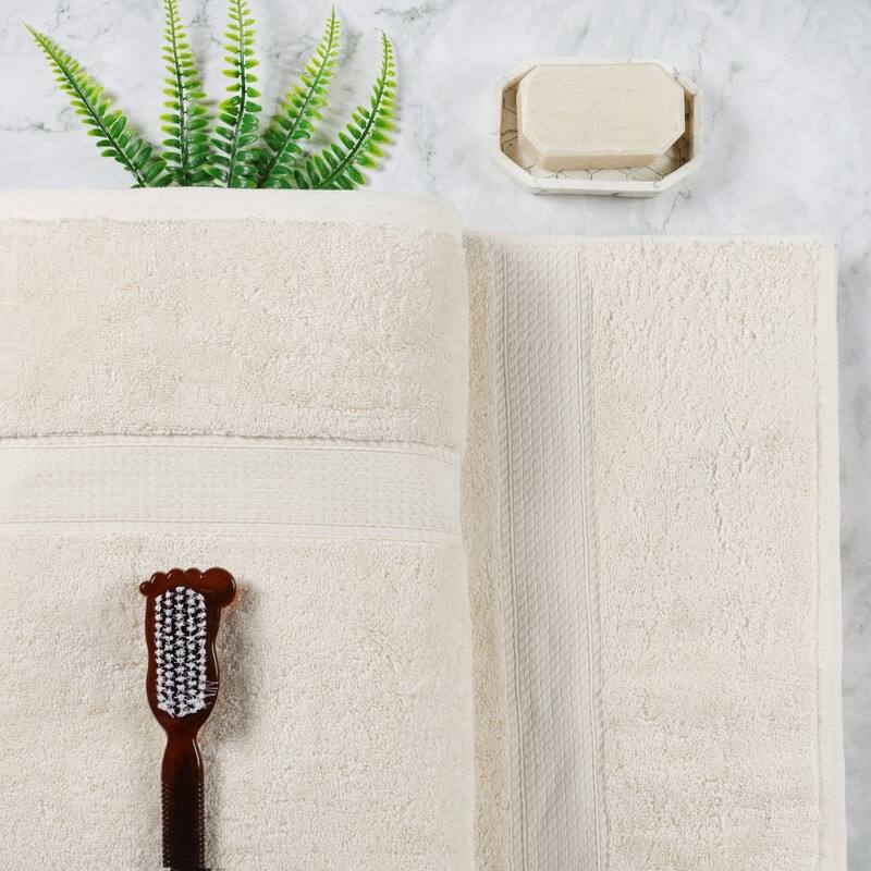 Blue Nile Mills Egyptian Cotton Plush Heavyweight 850 GSM Absorbent Bath Sheet Set of 2 - Cream