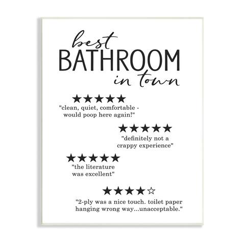 Stupell Industries Best Bathroom Five Star Reviews Funny Bath Phrases Wood Wall Art - Black