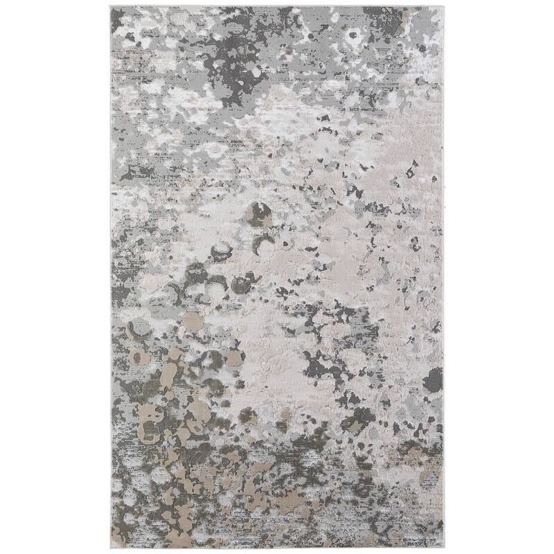 Orin R3336 Abstract Modern Area Rug - 3'11" x 6' - Silver/Gray/White