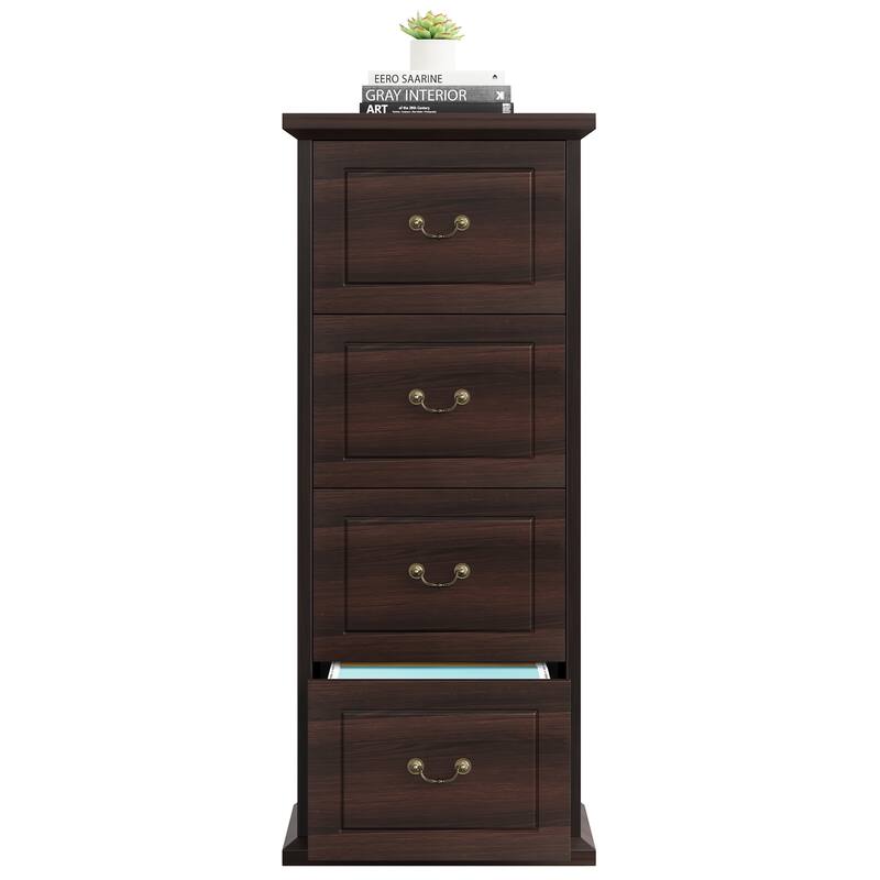 Wood File Cabinet, Tall Filing Storage Printer Stand for A4/Letter/Legal Size, Home Office Document Accent Cabinet