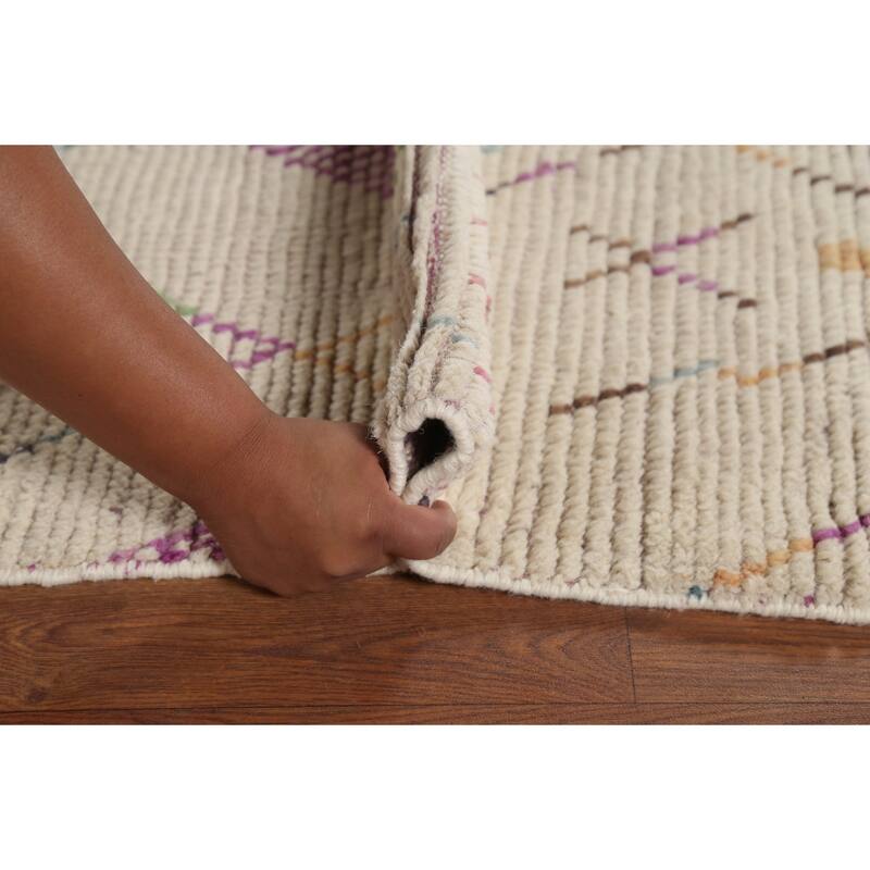 Geometric Moroccan Area Rug Handmade Wool Carpet - 5'10"x 9'9"