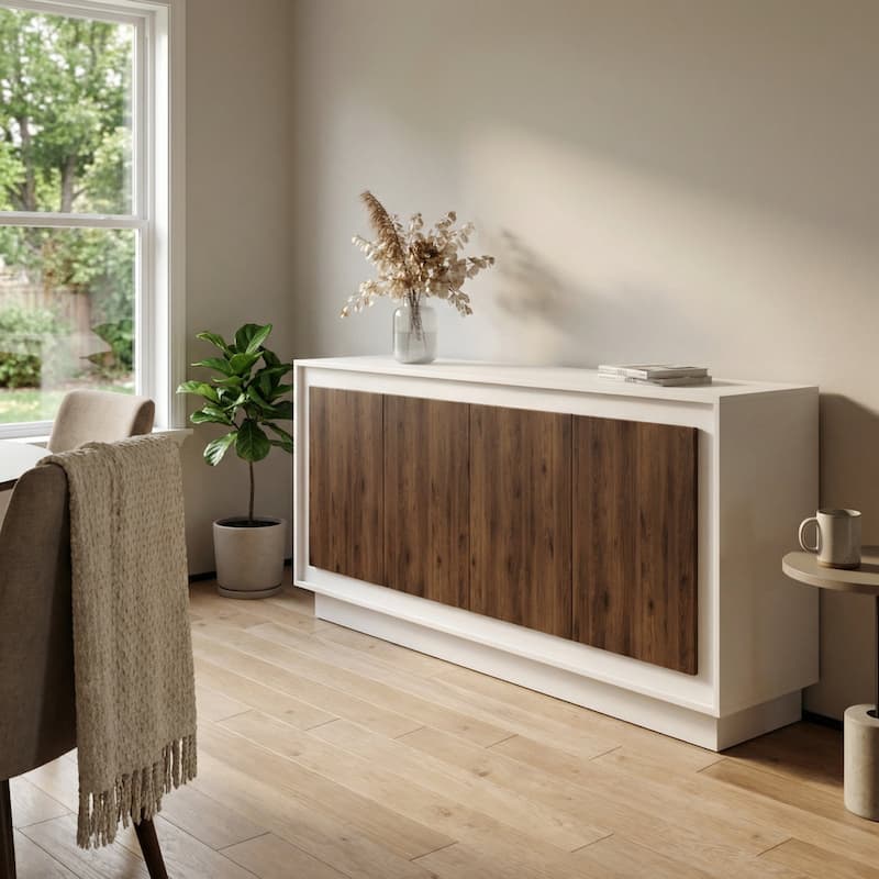 Meble Furniture Benita 4D 66.9" Sideboard Buffet Cabinet - Matte Finish, 4-Door European Made Modern Credenza