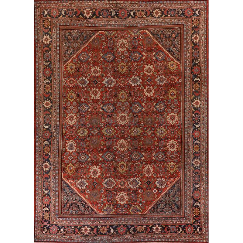 Pre-1900 Antique Sultanabad Large Rug Hand-Knotted Wool Carpet - 10'5"x 13'11"