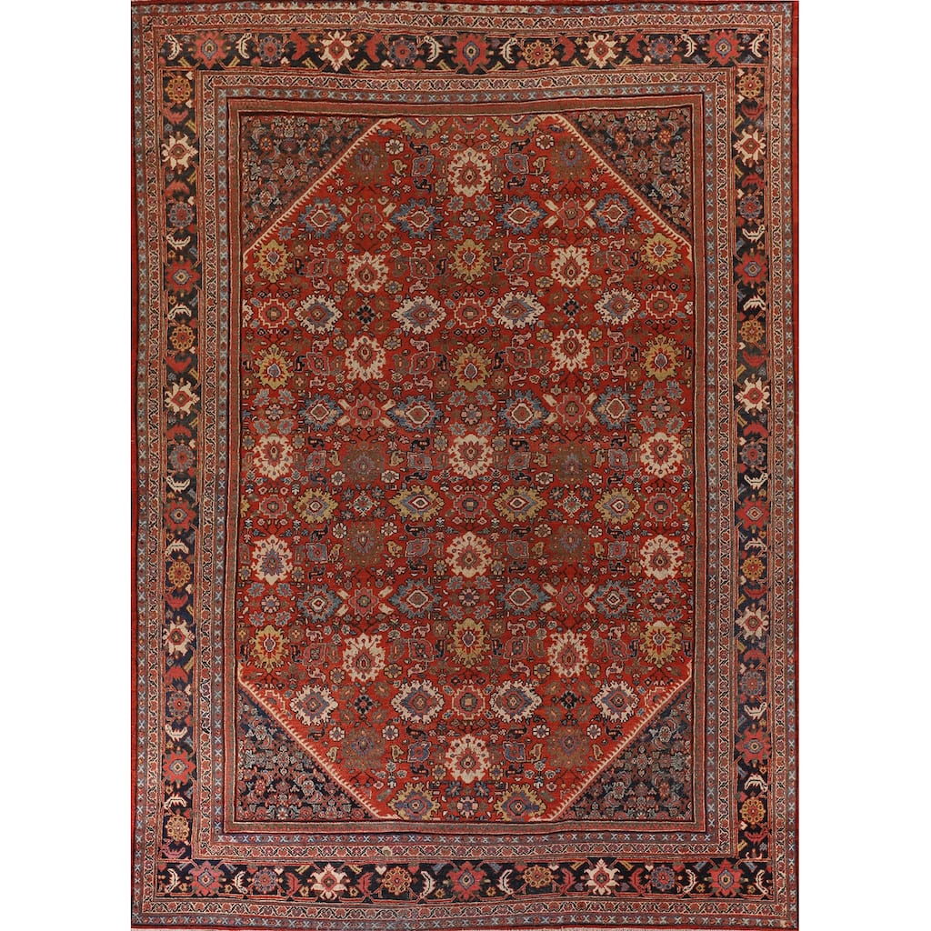 Pre-1900 Antique Sultanabad Large Rug Hand-Knotted Wool Carpet - 10'5"x 13'11"