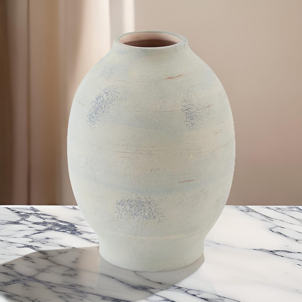 Col Home Decor Flower Vase, Traditional Urn Shape, Sage Green Ceramic