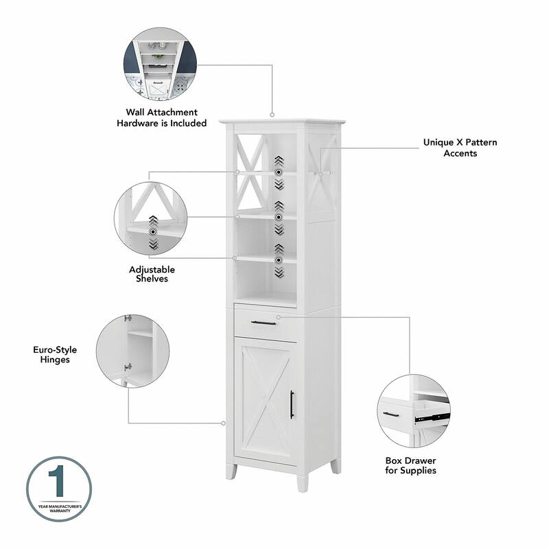 Key West 64W Double Vanity with Sinks and Storage by Bush Furniture