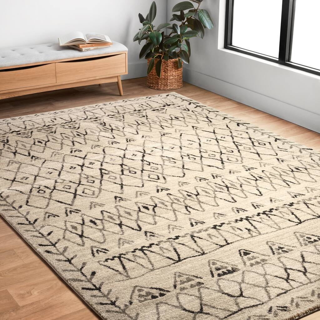 Alexander Home Geometric Moroccan Shag Area Rug - Overstock - 20719281